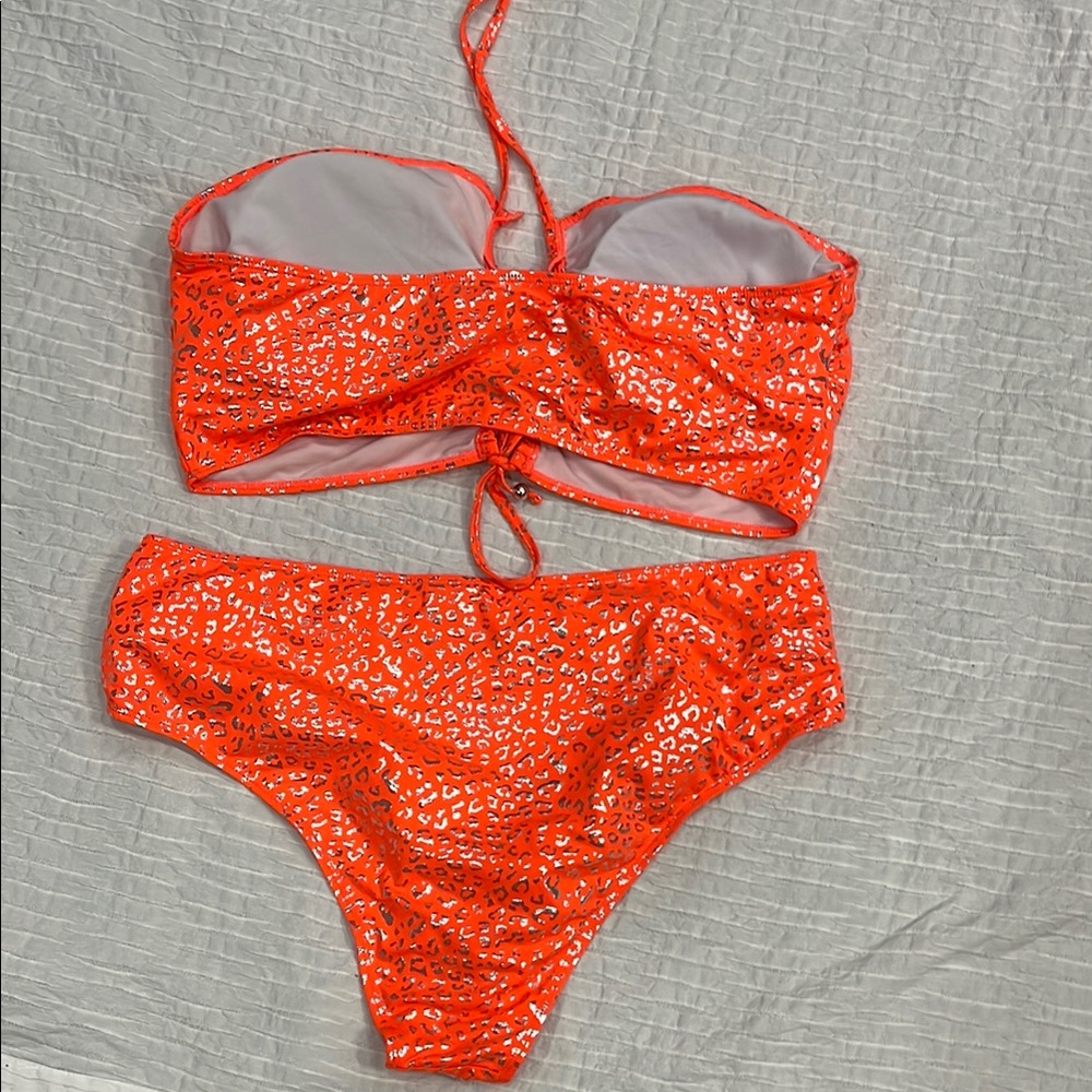 Bikini 👙 plus size swim suit bathing suit 🩱 women leopard 3XL orange metallic - Picture 10 of 11